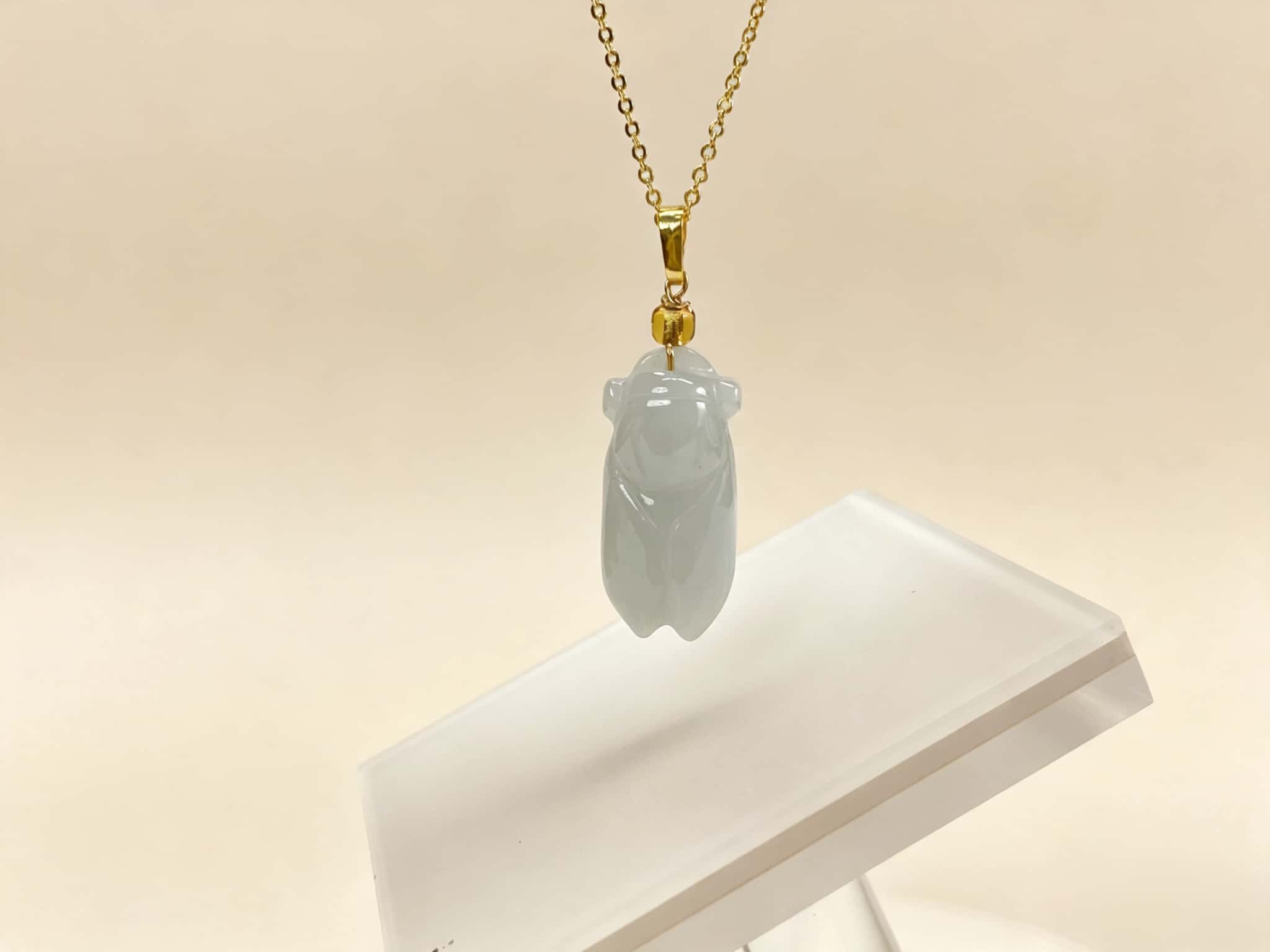 Certified Natural Jadeite Pendant Cicada 122925