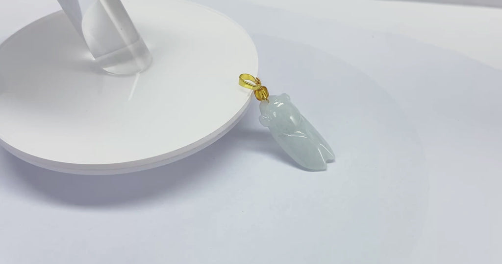 Certified Natural Jadeite Pendant Cicada 122925